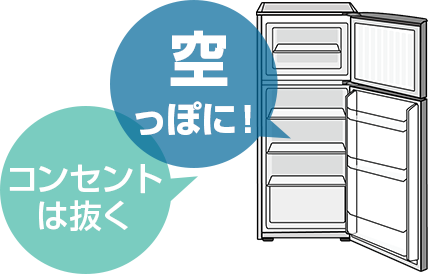 冷蔵庫の中身は空に
